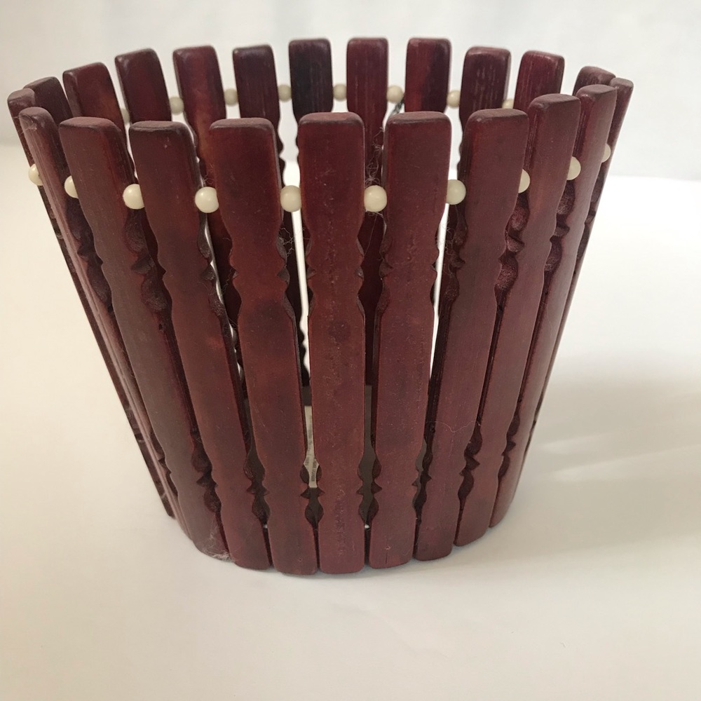 Wooden Basket Pen/Pencil Holder,  NWT
